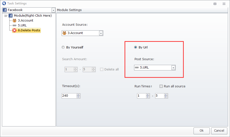 Delete post: custom delete posts by the URL including one's own, group's and home's posts that you have the right to delete.
